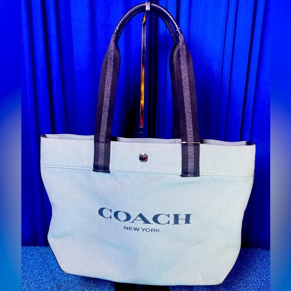COACH Canvas Tote, Blue. EUC - Picture 1 of 7